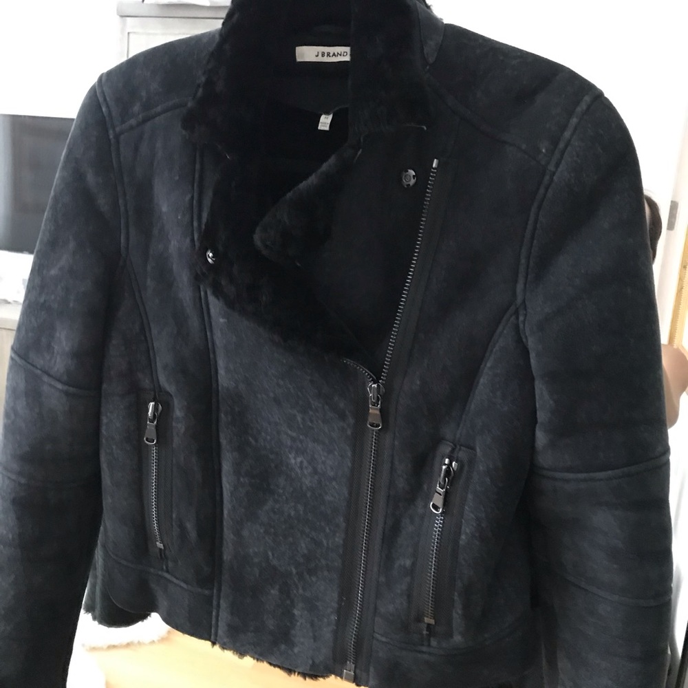 JBrand Shearling Biker Jacket